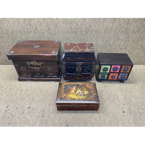 451 - 4 vintage jewellery boxes and trinket boxes.