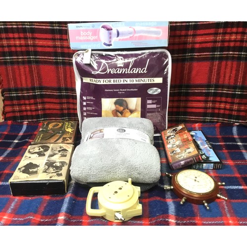 163 - Mixed items including Dreamland heated over blanket, fleece duvet set and CD sets