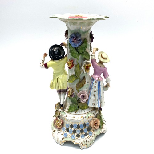 711 - Antique porcelain Dresden lamp stem (minor ageware); 32cm tall.