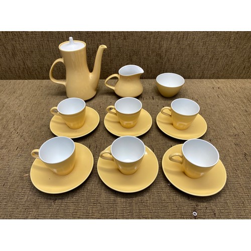 1073 - Vintage Poole pottery coffee set in TV yellow.