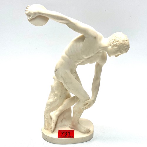 731 - discobolus statue ancient greek discus thrower 31cm.