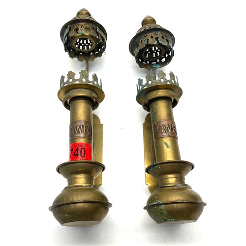 740 - Pair of GWR brass wall lanterns.