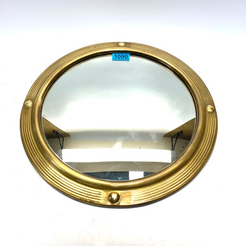 1090 - Vintage brass porthole mirror.