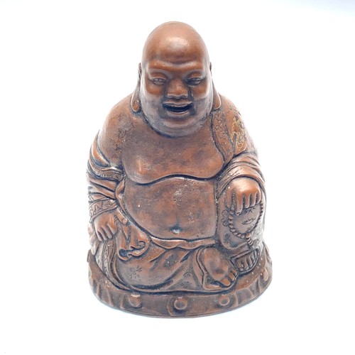 748 - Vintage treen laughing Buddha; 16cm tall.