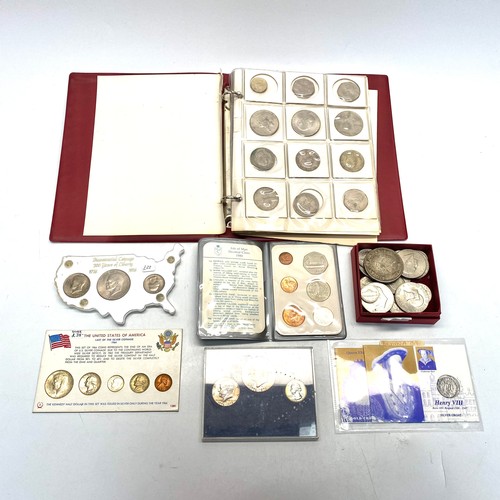 856 - Collection of coins including: American dollars and British.