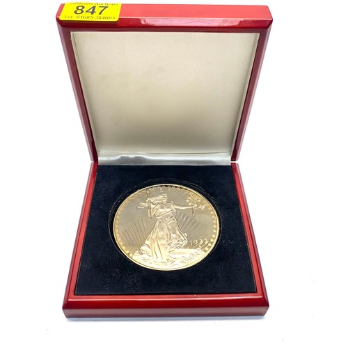 847 - 24k gold-plated twenty-dollar, Saint -Gaudens coin 1933 tribute coin in a wooden case. stamped 939/9... 