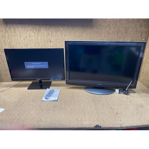 256 - Panasonic Viera TX-L32D26BA Flatscreen LCD TV 32in and Samsung T27C350 HD LED TV 27in.