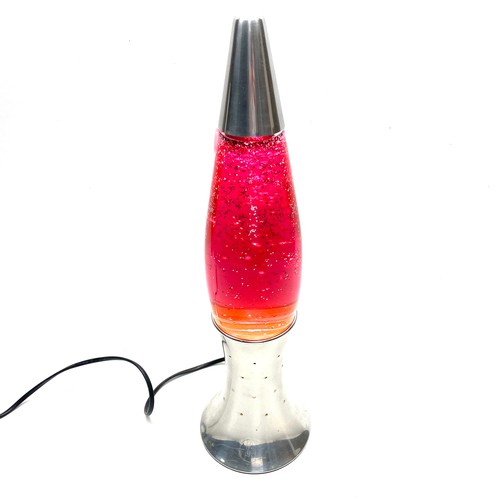 496 - 1990s Silver Glitter Purple Lava Lamp Height 18in/46cm.