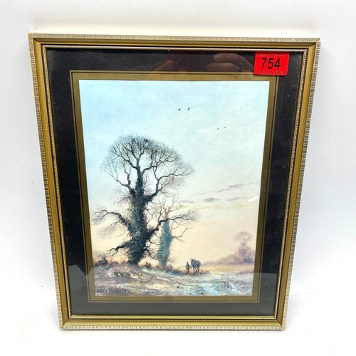 754 - Framed 1970s ‘Old Trees, Horse walker and Dog’ Colour Lithographic Print 39x32 cm by Alwyn Crawshaw ... 