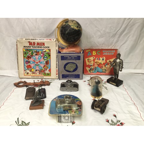 274 - Various items including a vintage globe, cameras and mobile phones