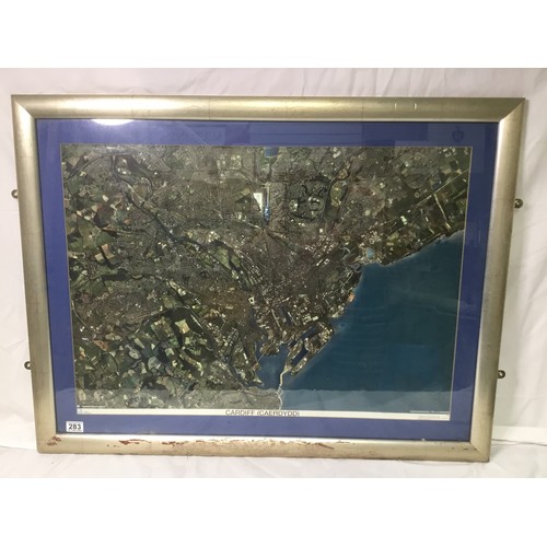 283 - Large aerial view of Cardiff taken from the millennium map 101cm x 77cm