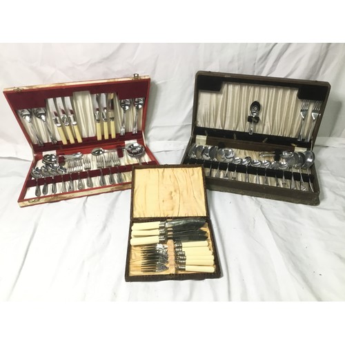 285 - Three boxed sets of cutlery not complete