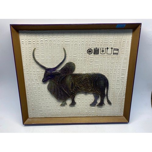 1134 - mid century of a bull 59x51cm signed by RSK.