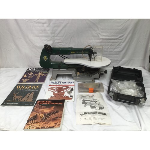 317 - Record power scroll saw model number SS16V16 with books and accessories