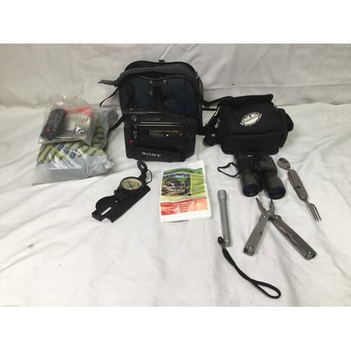 516 - Sony Handycam with case and an outdoor adventure kit