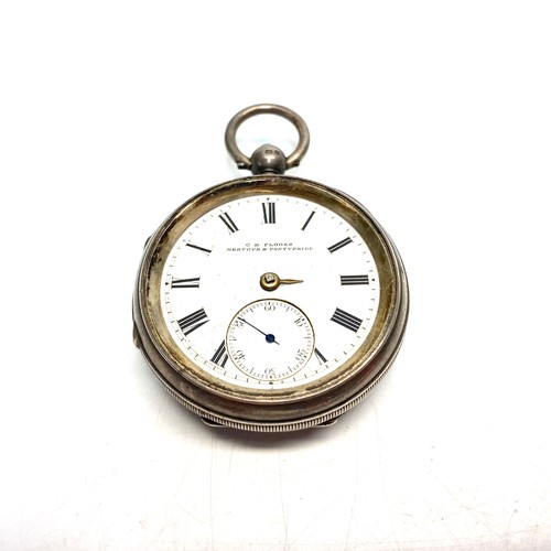 889 - Silver pocket watch by C H Flooks Merthyr and Pontypridd.