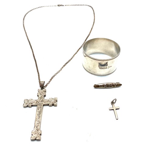 894 - Large sterling silver cross and chain. 6cm and 22g and a 