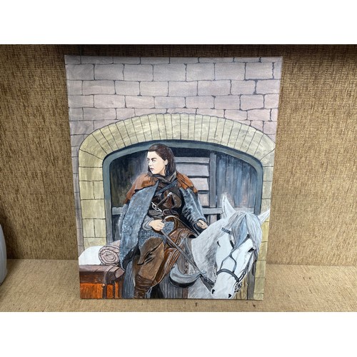 1050E - 3 acrylic paintings of Game Of Thrones characters  including: Sandor Clegane 