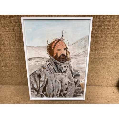 1050E - 3 acrylic paintings of Game Of Thrones characters  including: Sandor Clegane 