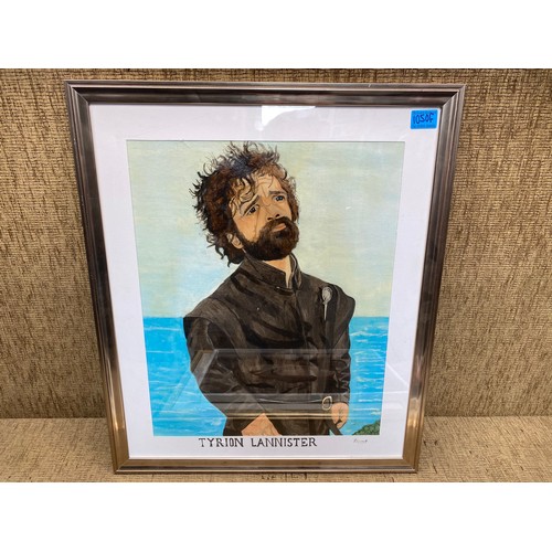 1050F - 3 framed acrylic paintings of Game Of Thrones characters  including: Tyrion Lannister, Arya Stark an... 