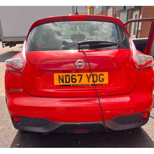 800 - Nissan Juke (ND67YDG) diesel, Red, Registered February 2018, two owners from new, V5 present. MOT un... 