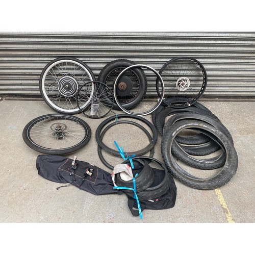 17 - selection of bicycles rims and tyres including raleigh.