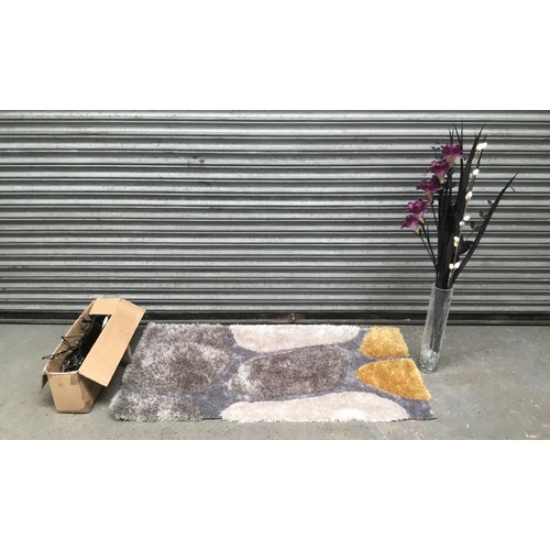 35 - Mixed  household items including: Hawaii fluffy rug 80cm x 150cm and a 6ft white LED willow tree.