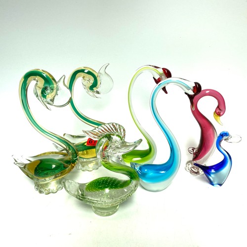 612 - Collection of stunning blown art glass ducks and swans.