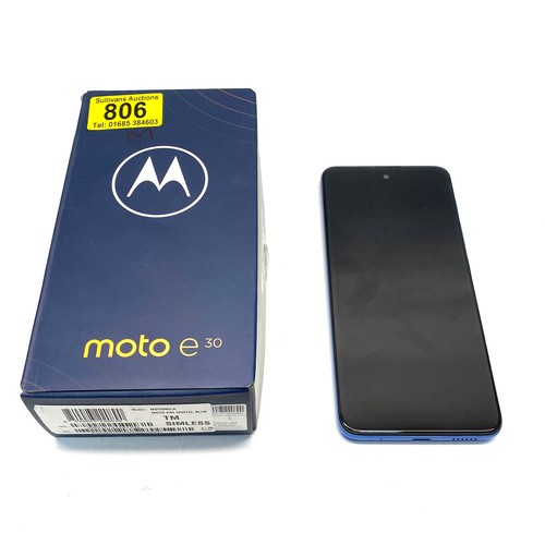 806 - Motorola E30 in blue with case.