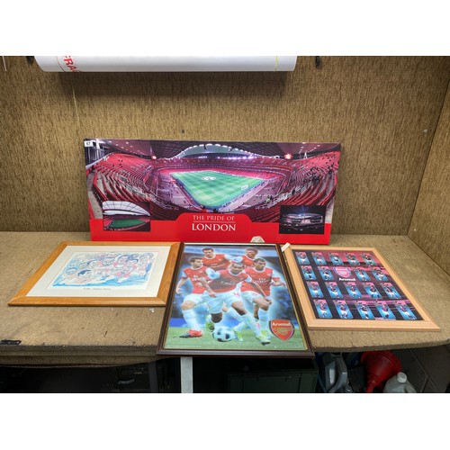 67 - Mixed pictures of arsenal fc framed in football prints and arsenal football club empty emirates stad... 