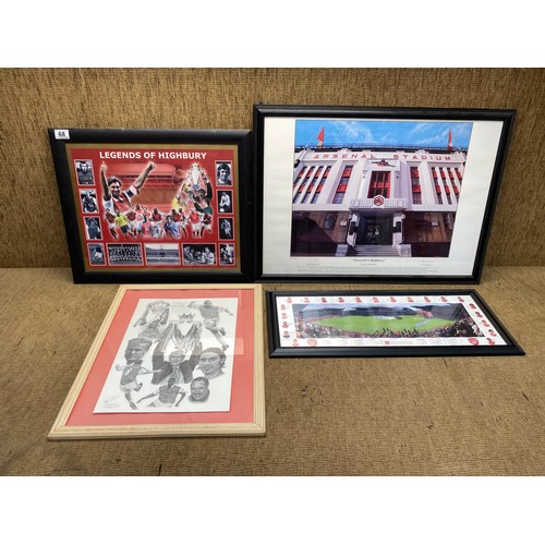 68 - Mixed selection of framed pictures of arsenal fc including legends of Highbury, the untouchables sea... 