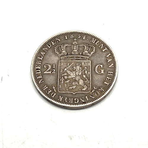 809 - Silver coin. Netherlands, Willem III, 2 ½-Gulden, 1854.