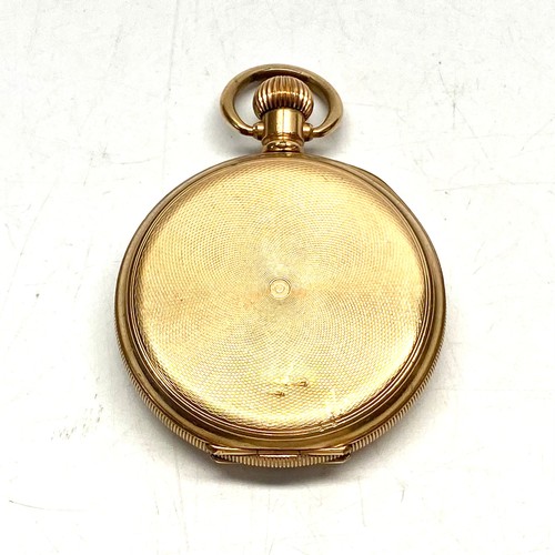 810 - Heavy gold plated pocket watch by Kay Worchester in a star Dennison case. (missing front glass and n... 