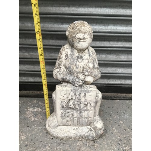 75 - Concrete garden statue “save water drink gin” 44cm