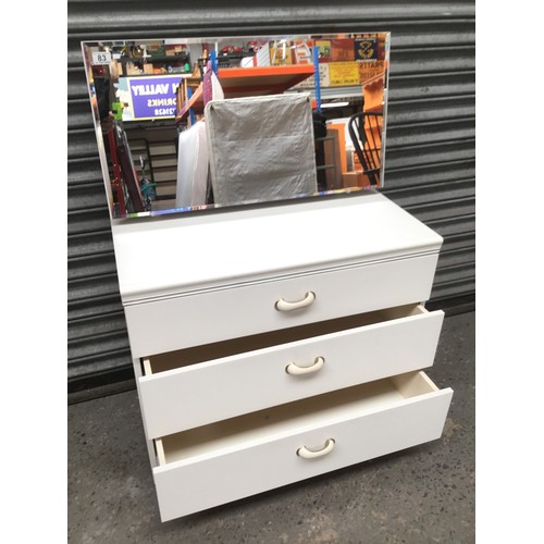 83 - Three drawer chest of drawers with attached mirror