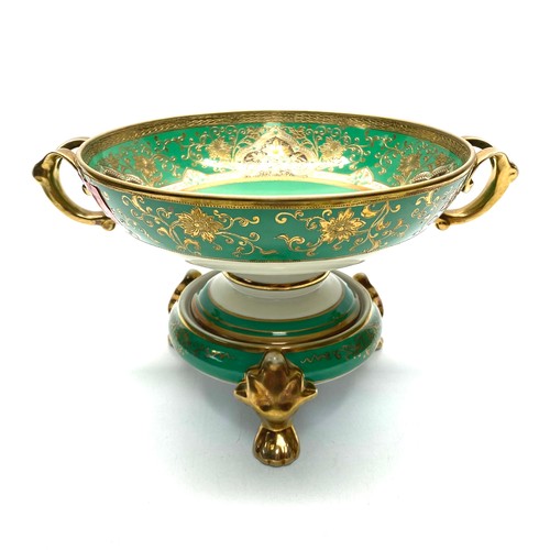 615 - Stunning green and gold gilt Noritakee two part fruit bowl