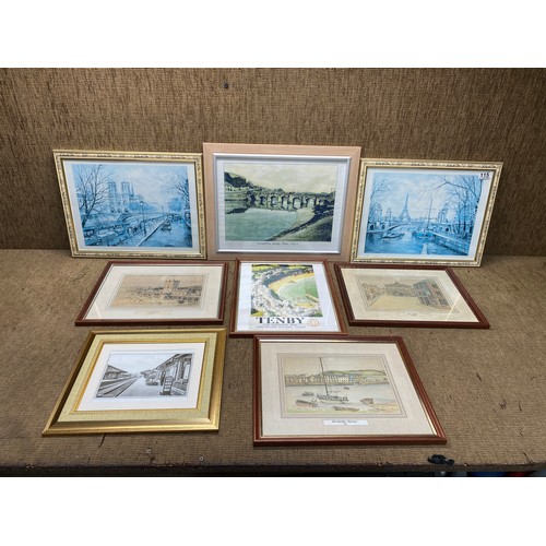 115 - Collection of framed prints of Tenby and carmarthen.