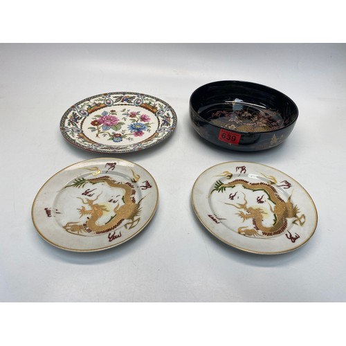 639 - 3 chinese plates and bowl.