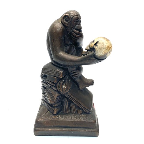 640 - 1962 chalk Austin Productions Darwin Philosophical Chimpanzee with skull and books.