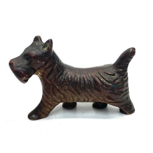 641 - Antique bronze scottish terrier in style of bergmann; 4cm tall.