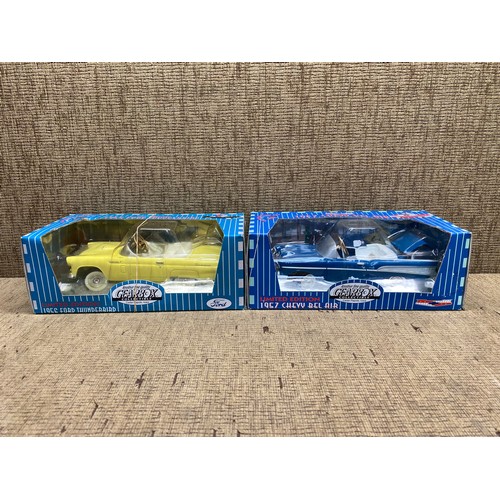 644 - 2 GearBox collectible limited edition diecast model cars: 1956 Ford Thunderbird and 1957 Chevy Bel A... 