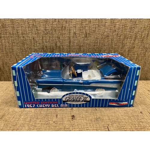 644 - 2 GearBox collectible limited edition diecast model cars: 1956 Ford Thunderbird and 1957 Chevy Bel A... 