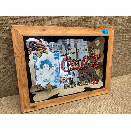 1035 - vintage coca cola advertising mirror 50x48cm.