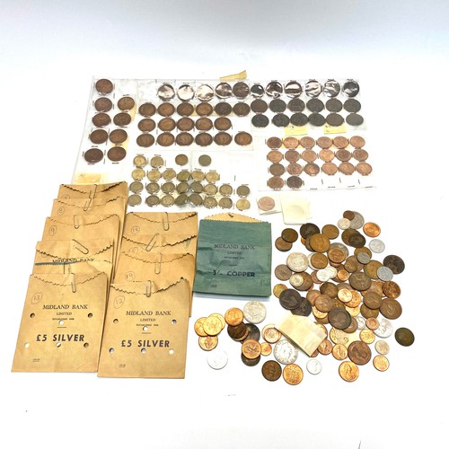 823 - Collection of coins and early coin bags.