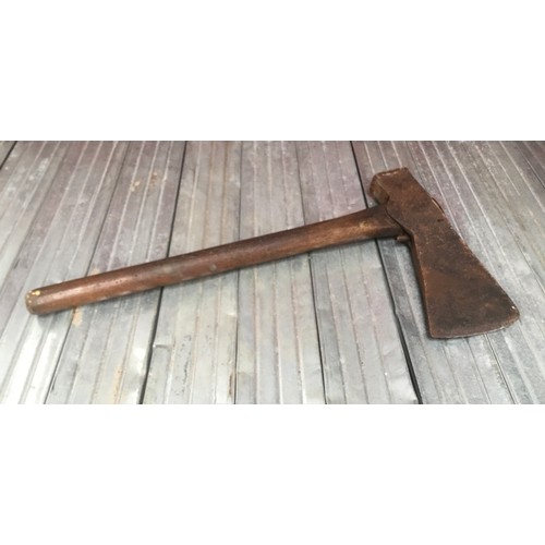 1060 - Old miners axe hand forged with wooden handle 57cm