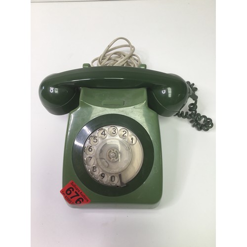 676 - Vintage green rotary dial telephone