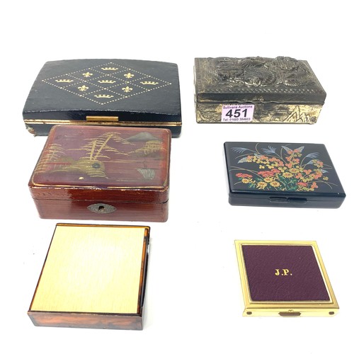 451 - Collection of Asian trinket, makeup and jewellery boxes,