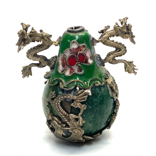 884 - Decorated oriental incense burner, pot with marks on the base, and a pear-shaped perfume bottle. (DY... 