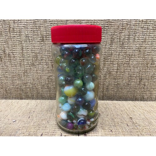 464 - Jar of vintage and modern marbles.