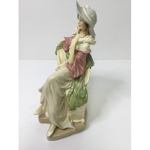 918 - interesting Hand made sculpted clay fired figurine of a lady with dog (no seen artists marks, one of... 